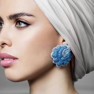 Floral Paraiba & diamonds earrings by Vanleles 